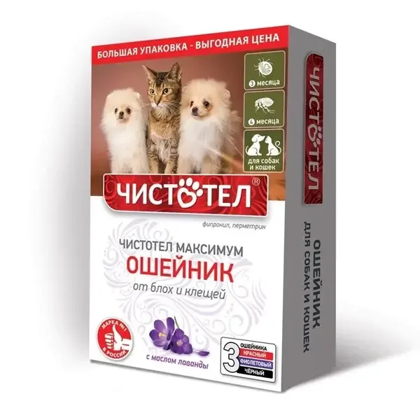 Chistotel Max ошейник от блох и клещей для собак и кошек