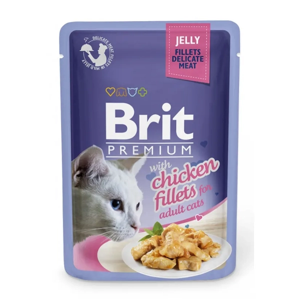 Филе с курицей в желе Brit Premium Cat Pouch для взрослых кошек