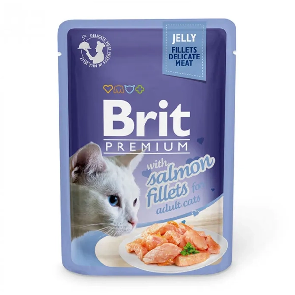 Филе с лососем в желе Brit Premium Cat Pouch для взрослых кошек 85 г-1