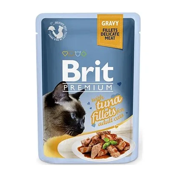 Филе тунца в соусе для взрослых кошек Brit Premium Cat Pouch-1