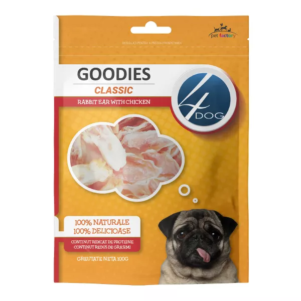 4DOG GOODIES. Кроличьи ушки с курицей 100г