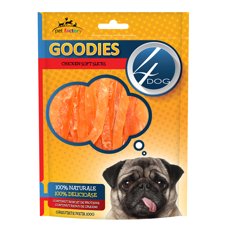 4Dog GOODIES. Лакомство для собак куриные ломтики 100г