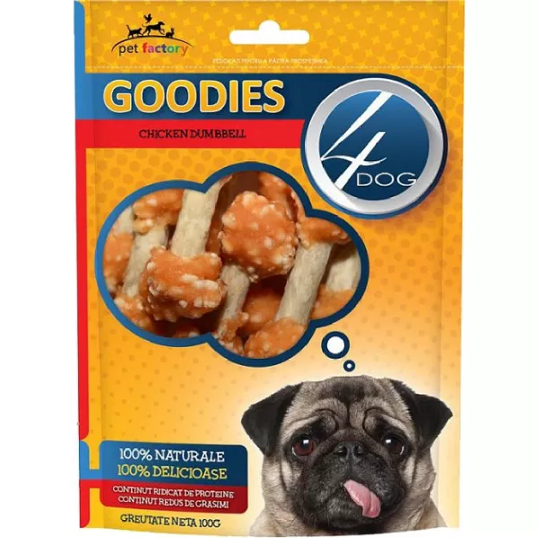 4Dog GOODIES. Лакомство для собак куриные попперы-гантели 100г