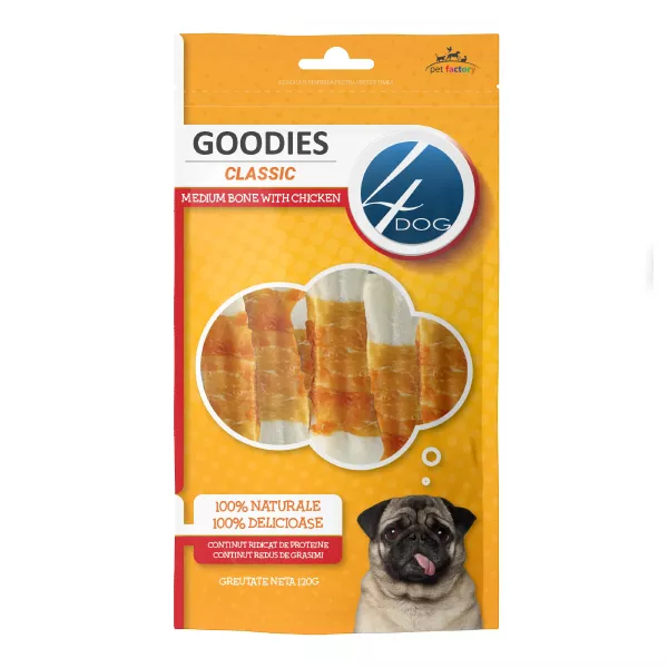 4DOG GOODIES. Средняя кость с курицей 120г