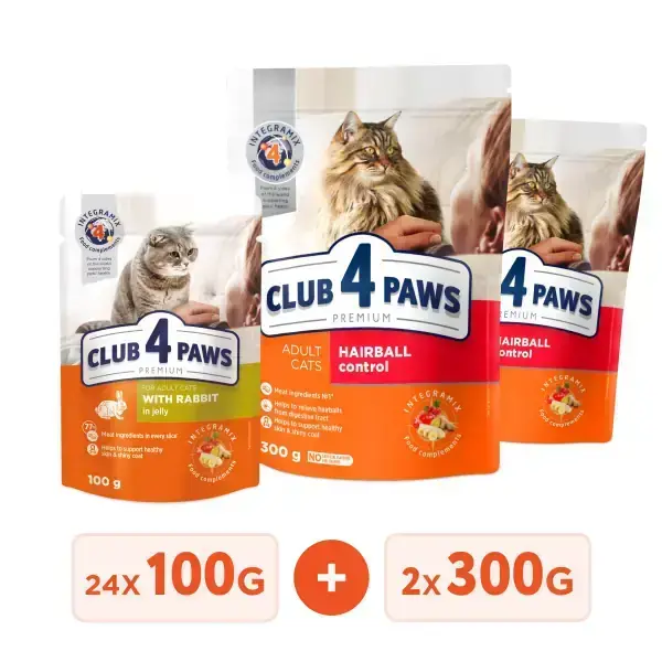 Club 4 Paws Premium Vlazhnyj Korm Dlya Vzroslyh Koshek S Krolikom V Zhele Upakovka 24 Sht 01 Kg Podarok