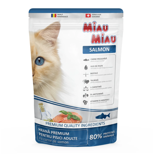 MIAU MIAU Salmon сухой корм для кошек лосось 800г