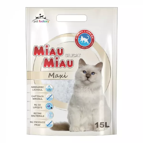 MIAU MIAU. Наполнитель силикагелевый 15л