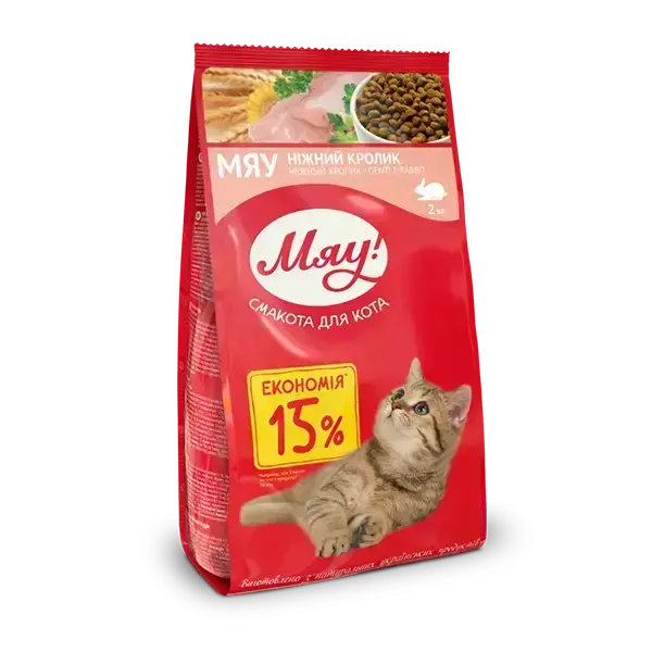 Myau Polnoczennyj Suhoj Korm Dlya Vzroslyh Koshekk S Myasom Krolika 2 Kg