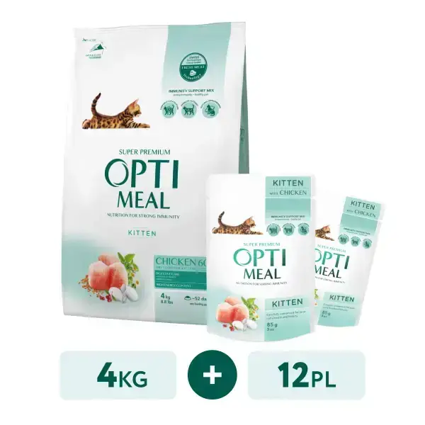 Optimeal™ Polnoraczionnyj Suhoj Korm Dlya Kotyat Kuricza 4 Kg Podarok