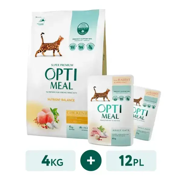 Optimeal™ Polnoraczionnyj Suhoj Korm Dlya Vzroslyh Koshek Kuricza 4 Kg Podarok