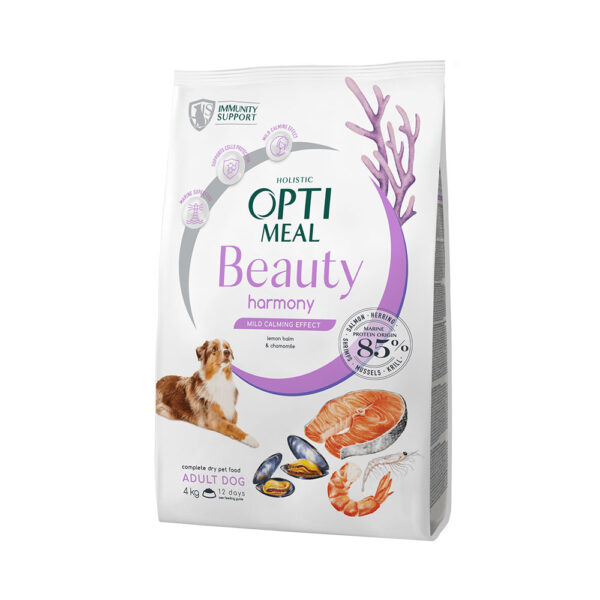 optimeal™. beauty harmony. myagkij uspokaivayushhij effekt. polnoraczionnyj suhoj korm dlya vzroslyh sobak vseh porod. formula na osnove moreproduktov 4 kg 600x600 1