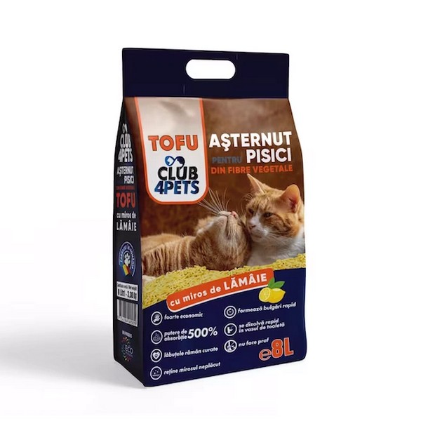 TOFU CLUB4PETS гигиенический наполнитель для кошачьего туалета с ароматом лимона 8л